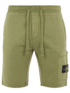 Waffen Patch  Fleece Bermuda Shorts Olive Green - STONE ISLAND - BALAAN 2