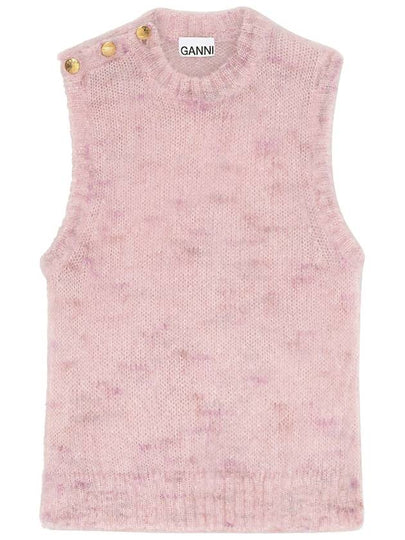 Women's Adoreluxe Brushed Blend Mohair Sleeveless Knit Top Pink - GANNI - BALAAN 2