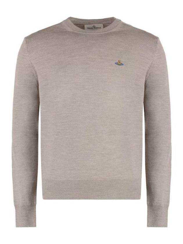 Embroided Logo Merino Wool Knit Top Grey - VIVIENNE WESTWOOD - BALAAN 1