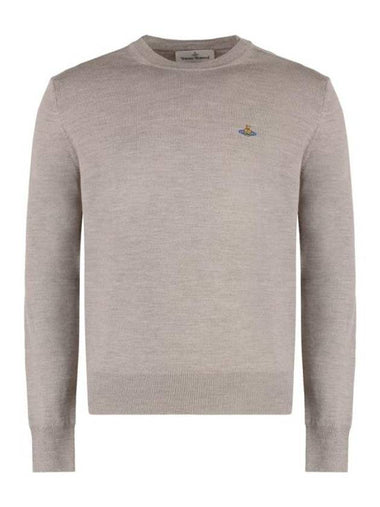 Embroided Logo Merino Wool Knit Top Grey - VIVIENNE WESTWOOD - BALAAN 1