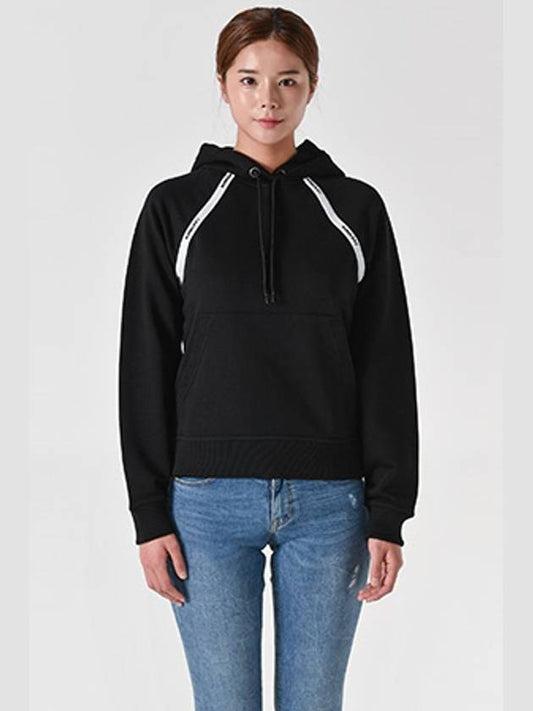 Women's Logo Tape Detail Hoodie Black - BURBERRY - BALAAN 2