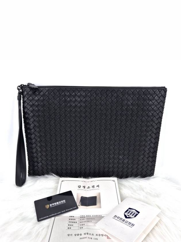 Intrecciato Clutch Bag Large Black - BOTTEGA VENETA - BALAAN 3