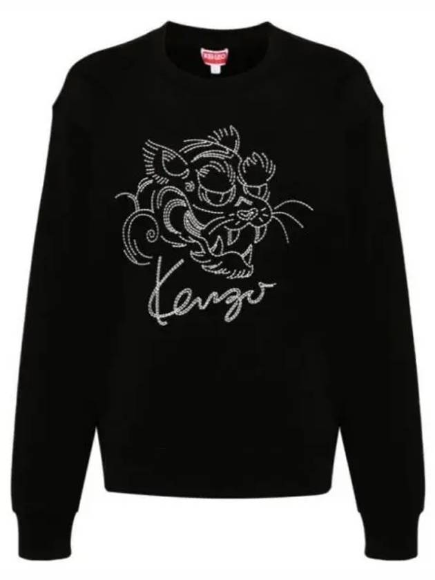 Star Tiger Embroidery Crew Neck Sweatshirt Black - KENZO - BALAAN 2