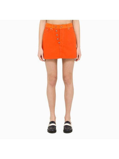 Denim Mini H-Line Skirt Orange - GANNI - BALAAN 1