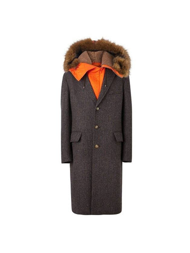 Detachable Hooded Wool Single Coat Gray - BURBERRY - BALAAN 1