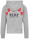 Play Women's Heart Logo Patch Hooded Zip Up P1 T249 1 Gray - COMME DES GARCONS - BALAAN 3