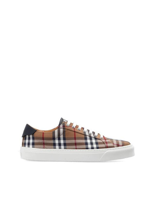 Vintage Check Cotton Leather Sneakers Brown - BURBERRY - BALAAN 1