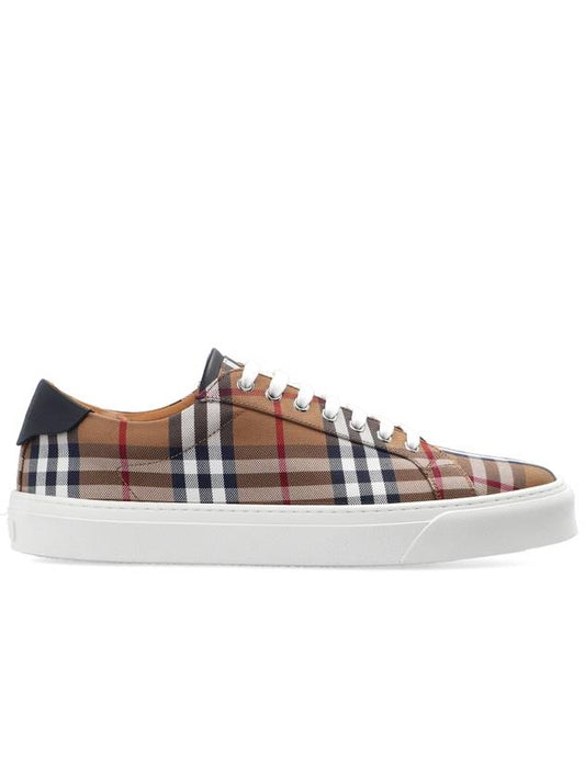 Vintage Check Cotton Leather Sneakers Brown - BURBERRY - BALAAN 1