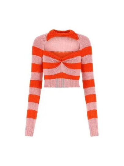 Cut-Out Striped Knit Top Red - MARNI - BALAAN 2