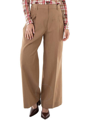 Burberry Ladies Camel Melange Madge Wool Twill Wide Pants, Brand Size 6 (US Size 4) - BURBERRY - BALAAN 1