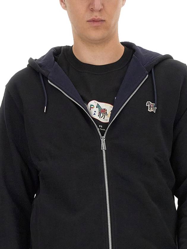 Zebra Logo Cotton Zip Up Hoodie Black - PAUL SMITH - BALAAN 5