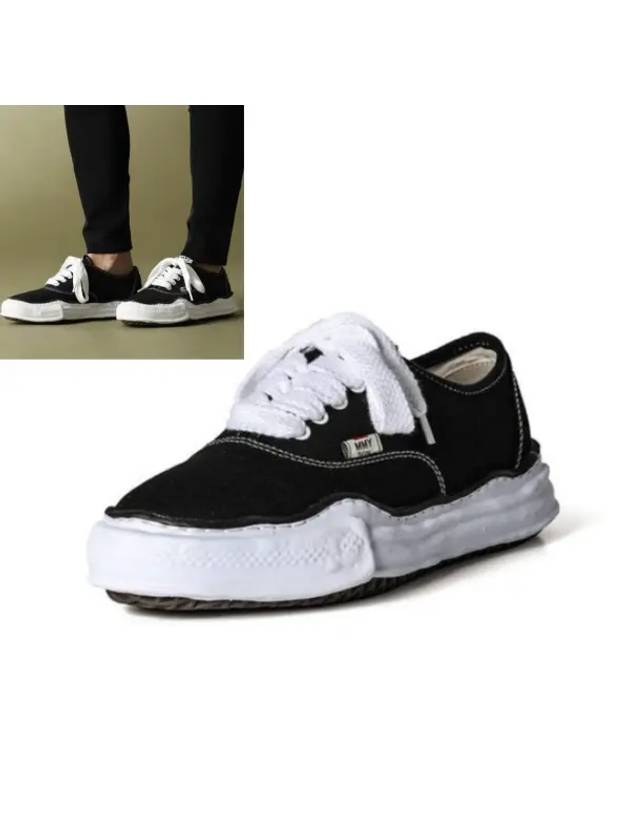 Maison MAISON Baker OG Sole Canvas Low Cut Sneakers Black White - MIHARA YASUHIRO - BALAAN 2