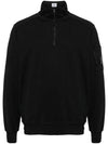 Light Fleece Half Zipped Sweatshirt Black - CP COMPANY - BALAAN 1