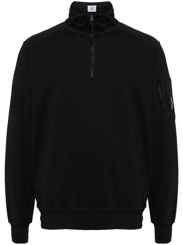 Light Fleece Half Zipped Sweatshirt Black - CP COMPANY - BALAAN 1