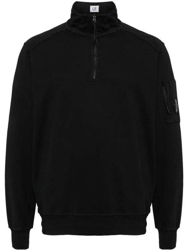 Light Fleece Half Zipped Sweatshirt Black - CP COMPANY - BALAAN 1