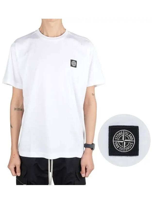 Logo Patch Short Sleeve T-Shirt White - STONE ISLAND - BALAAN 2