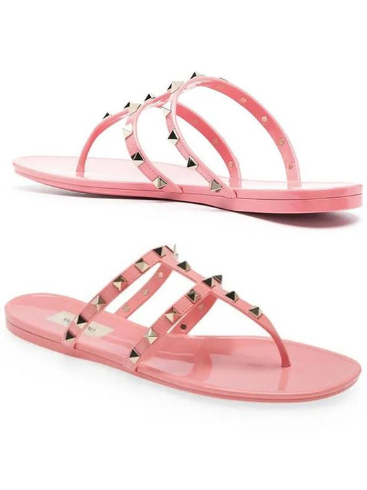 Rockstud PVC Flip Flops Pink - VALENTINO - BALAAN 2