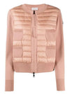 Women's Logo Patch 4 Pocket Arm Logo Cardigan Padded Light Pink - MONCLER - BALAAN 3