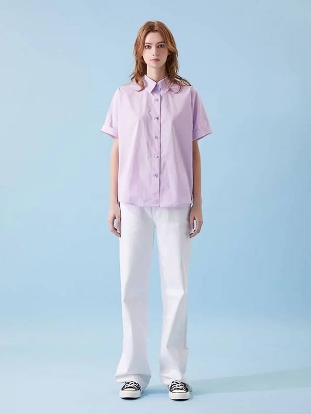 French sleeve cotton short sleeve shirt violet VL230 - VOYONN - BALAAN 6