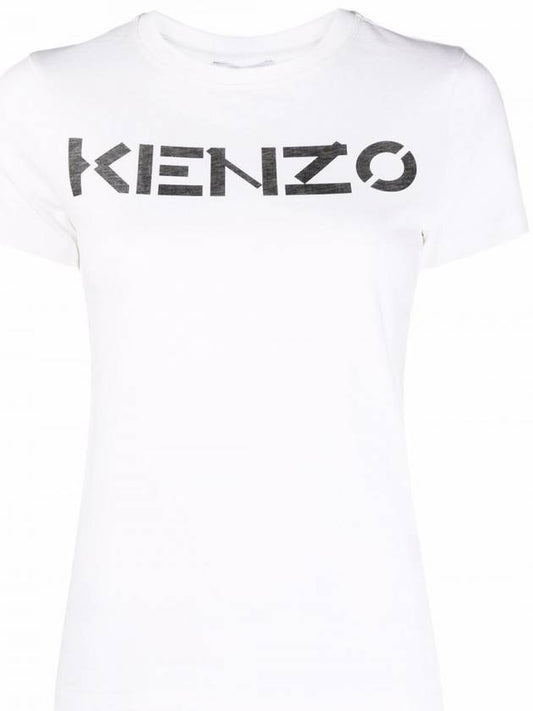 Logo Print Cotton Short Sleeve T-Shirt White - KENZO - BALAAN 1