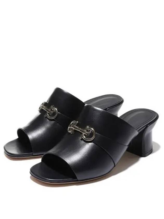 Gancini Ornament Sandal Heels Black - SALVATORE FERRAGAMO - BALAAN 2