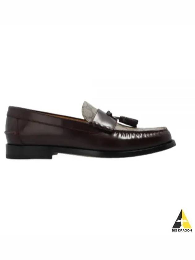Tassel GG Supreme Canvas Leather Loafers Brown - GUCCI - BALAAN 2