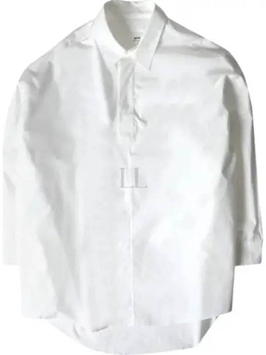 Curved Hem Oversized Fit Long Sleeve Shirt White - AMI - BALAAN 2