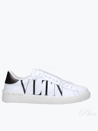 VLTN logo open leather low-top sneakers white - VALENTINO - BALAAN 2