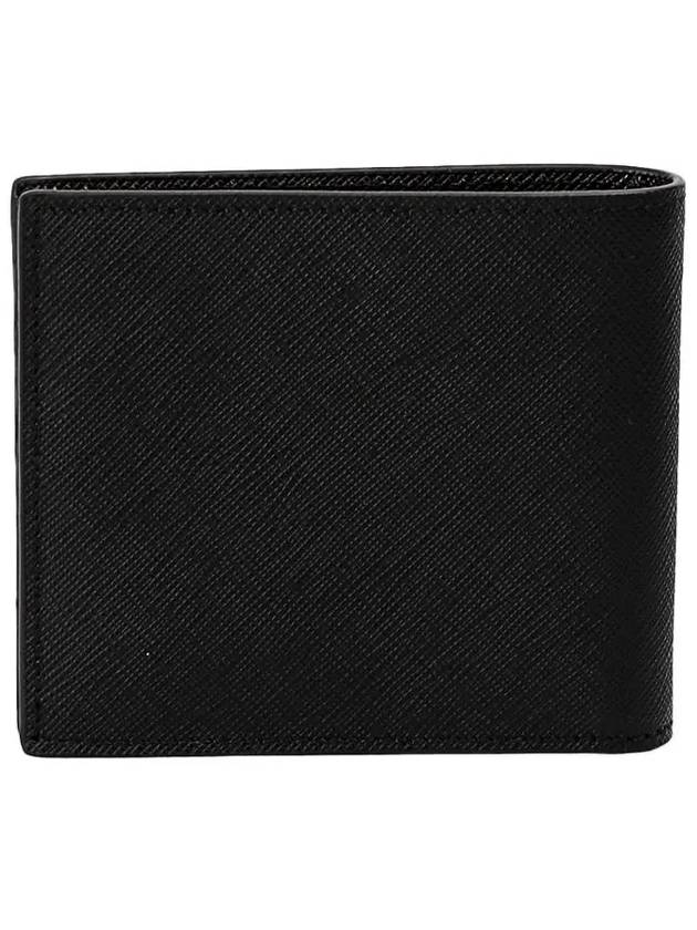 Leather Half Wallet Nero - PRADA - BALAAN 3