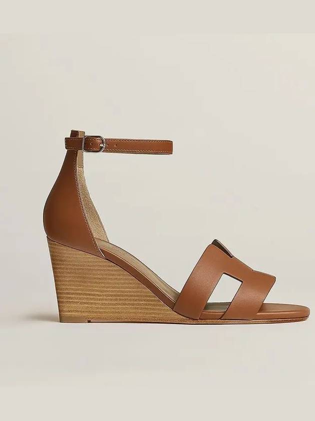 Legend Calfskin Wedge Heels Gold Brown - HERMES - BALAAN 4