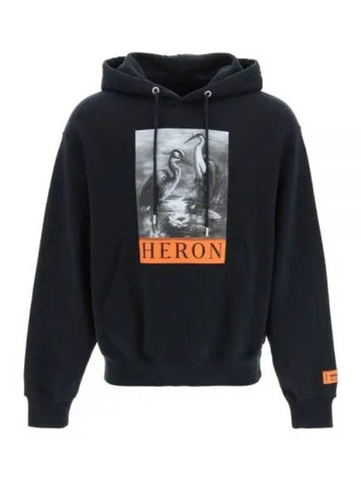 Preston Graphic Print Cotton Hoodie Black - HERON PRESTON - BALAAN 2