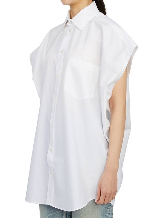 Women's Sleeveless Button-Up Shirt White - BALENCIAGA - BALAAN 3