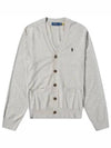 V-Neck Embroidery Logo Cardigan Grey - POLO RALPH LAUREN - BALAAN 2