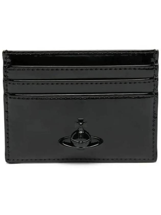 Shiny Patent Flat Card Wallet Black - VIVIENNE WESTWOOD - BALAAN 3