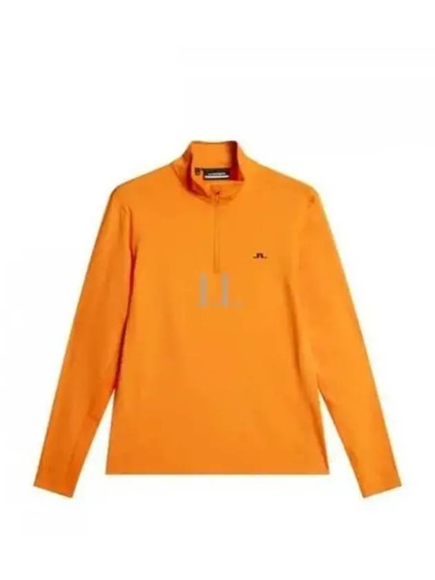 Men's Luke Quarter Zip Mid Layer Long Sleeve T-Shirt Persimmon Orange - J.LINDEBERG - BALAAN 2