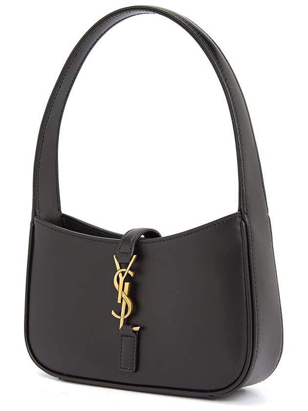 LE 5A 7 Small Smooth Leather Hobo Shoulder Bag Black - SAINT LAURENT - BALAAN 3