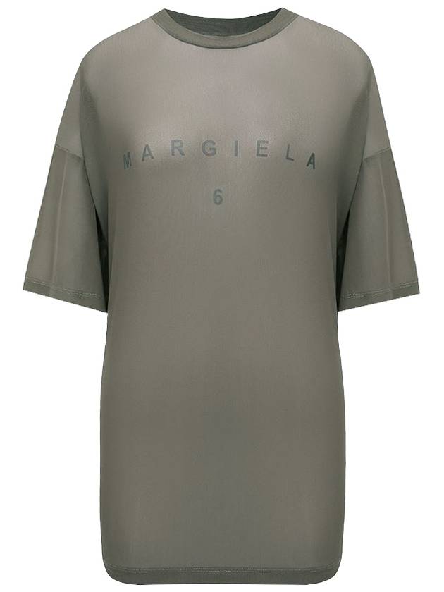 Logo Printed See-Through Short Sleeved T-Shirt Grey - MAISON MARGIELA - BALAAN 2