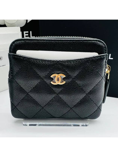 Gold Zipper Classic Grained Calfskin Card Holder Black - CHANEL - BALAAN 2