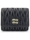 Matelasse Logo Nappa Leather Half Wallet Black - MIU MIU - BALAAN 3