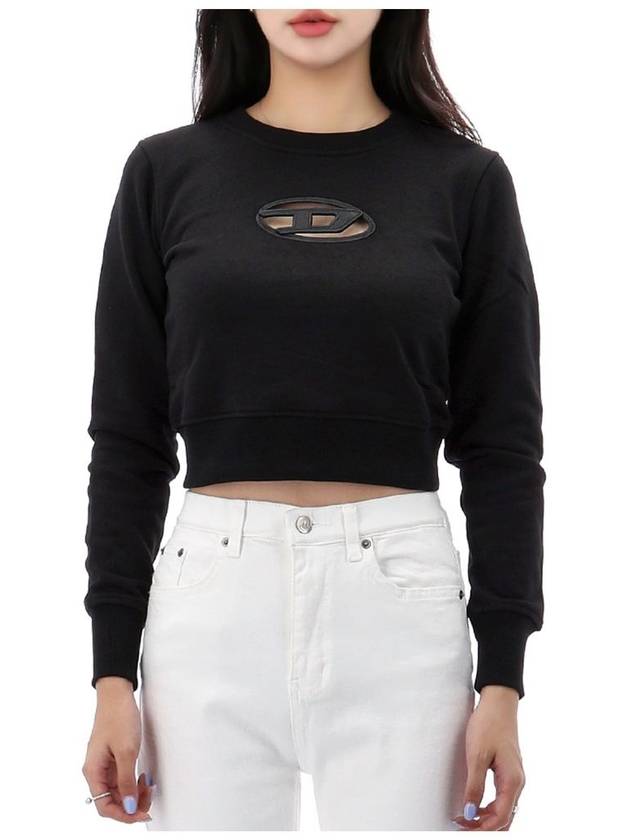 F Slimmy Cutout Logo Crop Sweatshirt Black - DIESEL - BALAAN 2