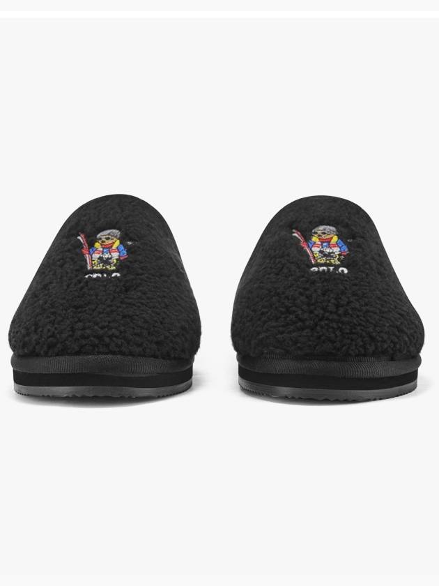 Embroidered Logo Slippers Black - POLO RALPH LAUREN - BALAAN.