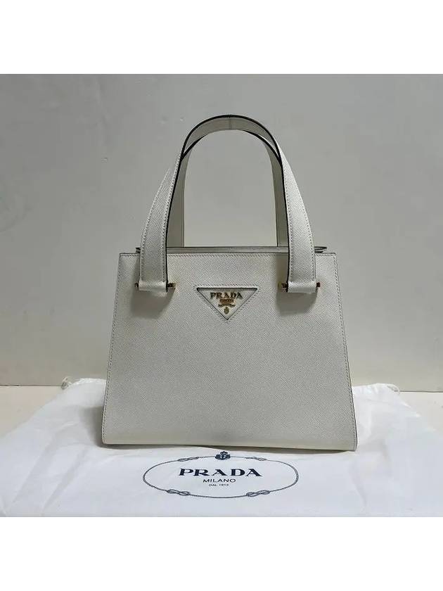 Triangle Logo Saffiano Top Handle Tote Bag 9Y1NLW - PRADA - BALAAN 1