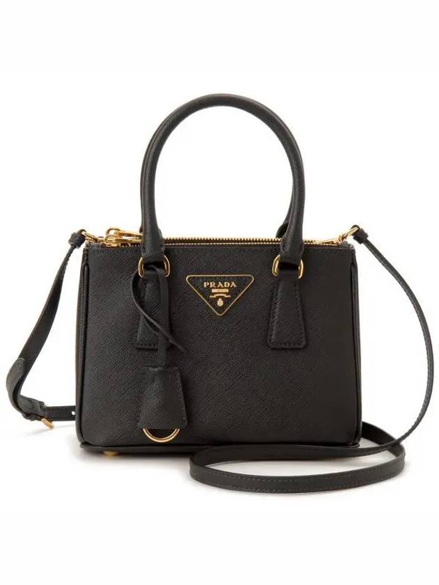 Galleria Saffiano Leather Mini Tote Bag Black - PRADA - BALAAN 2