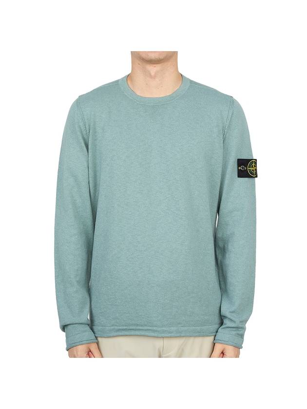 Logo Patch Crew Neck Cotton Nylon Knit Top Mint - STONE ISLAND - BALAAN 1