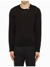 Intarsia Stitch Crew Neck Merino Wool Knit Top Navy - THOM BROWNE - BALAAN 4