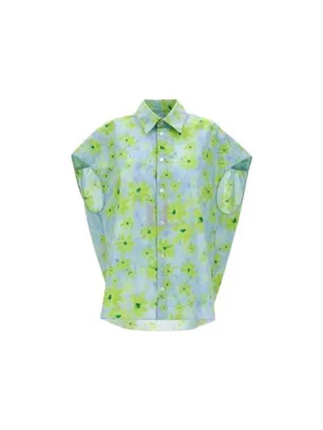 Floral Printing Short Sleeve Shirt Aqua Marine - MARNI - BALAAN 2