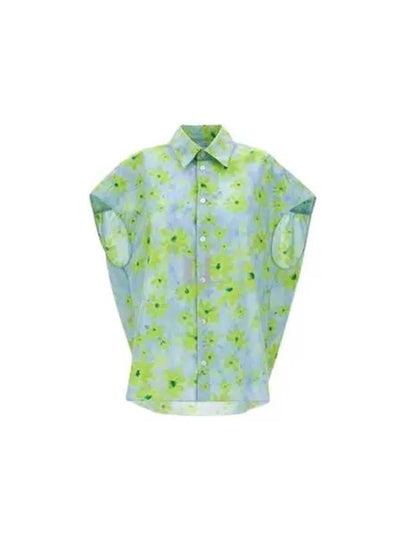 Floral Printing Short Sleeve Shirt Aqua Marine - MARNI - BALAAN 2