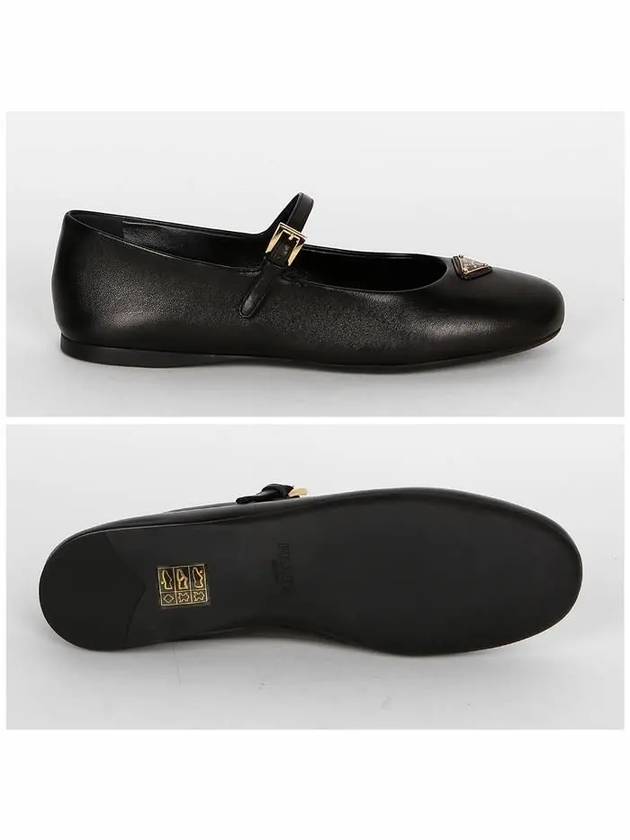 Prada Triangle Logo Nappa Leather Mary Jane Flat Shoes Black - PRADA - BALAAN 4
