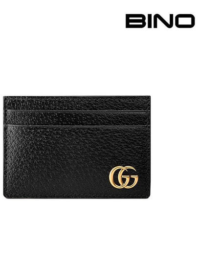 GG Marmont Leather Card Wallet Black - GUCCI - BALAAN 2