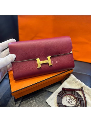 Constance long to go woc cross bag rouge grenat gold - HERMES - BALAAN 1